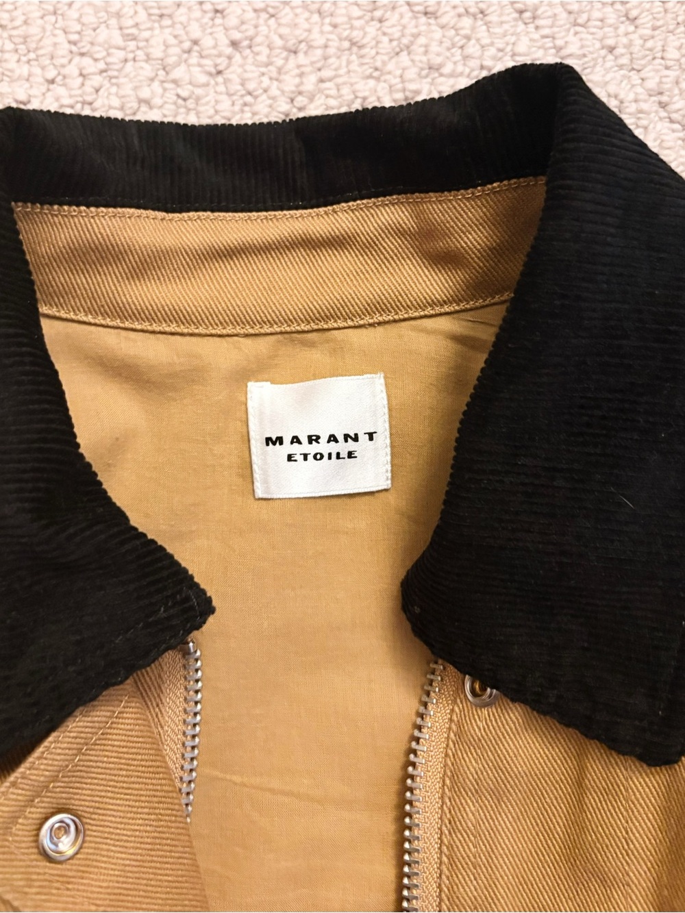Isabel Marant Cropped Khaki Jacket with Dark Brown Collar Size 38\L - Picture 5 of 9